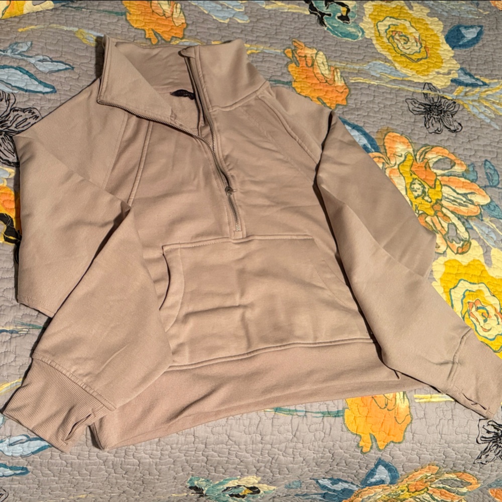 Danskin Light Tan Quarter-Zip Sweatshirt